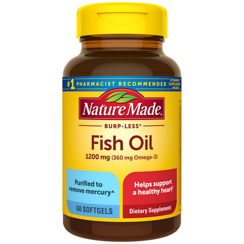 Nature Made, Fish Oil Burp-Less, 1200 Mg, 60 Liquid Softgels