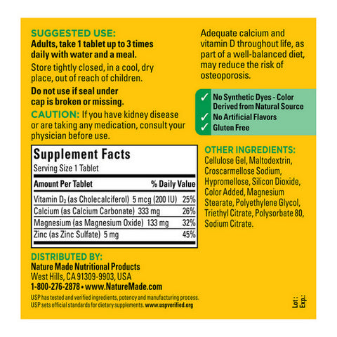 Nature Made, Calcium - Magnesium & Zinc, 300 Tabs
