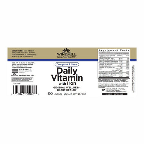 Windmill Health, Daily-Vitamin with Iron, 100 Tabs
