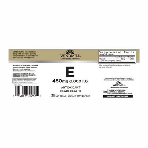 Windmill Health, Vitamin E, 30 Softgels