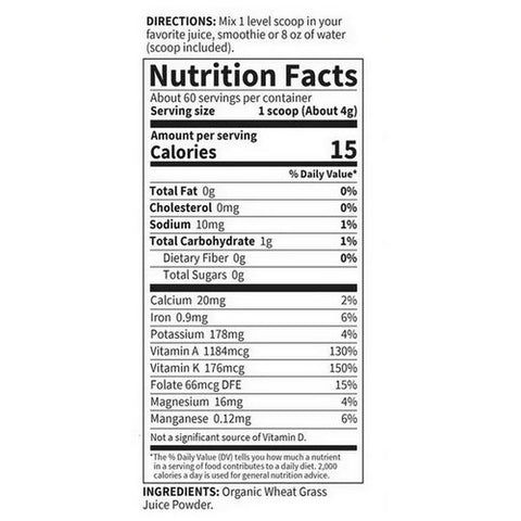 Garden of Life, Raw Organic Perfect Food Wheat Grass Juice Powder, 8.46 Oz