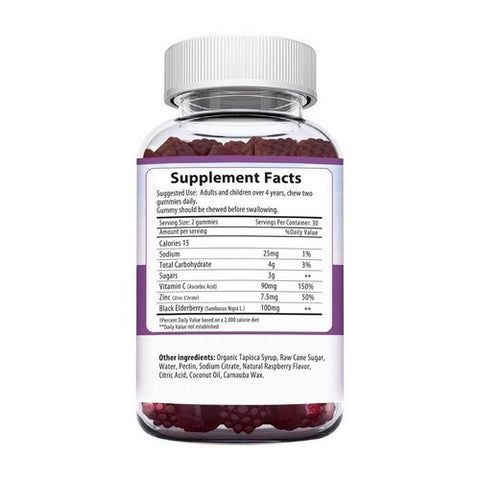 Herbion Naturals, Elderberry Gummies With Vitamin C And Zinc Raspberry, 60 Count