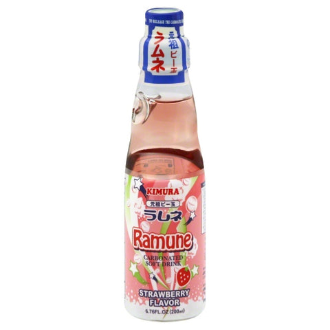 Kimura, Bev Ramune Strawberry, 6.76 Oz(Case Of 18)