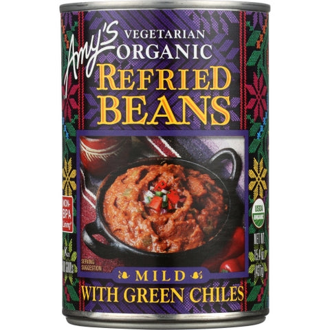Bean Refried Grn Chili Gf Case of 12 X 15.4 Oz by Amys