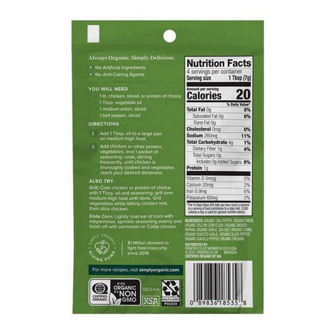 Simply Organic, Organic Fajita Seasoning Mix, 1 Oz