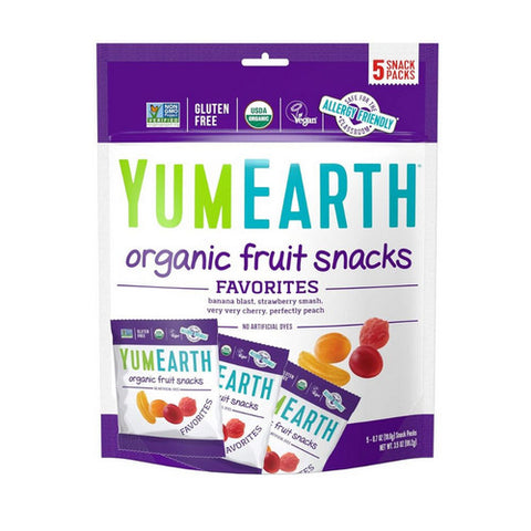 YumEarth, Organic Fruit Snacks Banana Cherry Peach And Strawberry, 3.5 Oz (Case of 12)