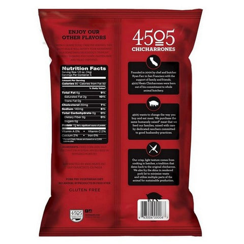 4505 Meats, P Ork Rinds  Chicharones  Chili  Salt, 2.5 Oz(Case Of 12)