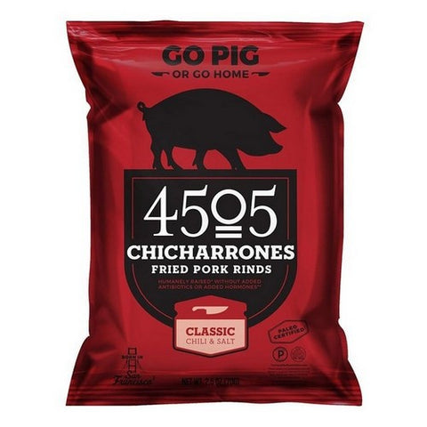 4505 Meats, P Ork Rinds  Chicharones  Chili  Salt, 2.5 Oz(Case Of 12)