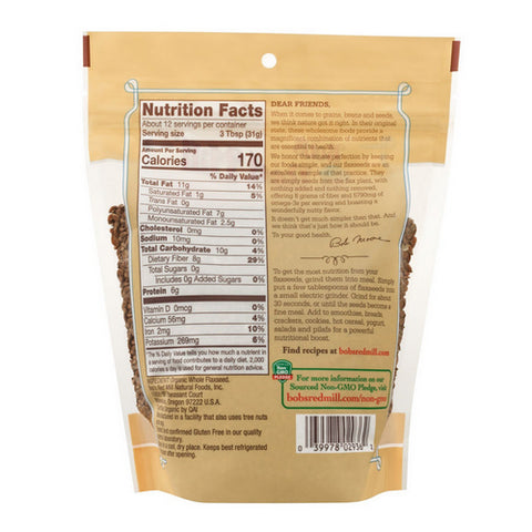 Bobs Red Mill, Organic Flaxseed Brown, 13 Oz(Case Of 4)