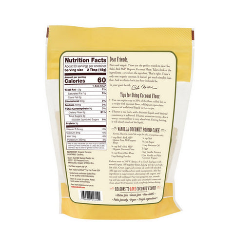 Bobs Red Mill, Organic Coconut Flour, 16 Oz(Case Of 4)