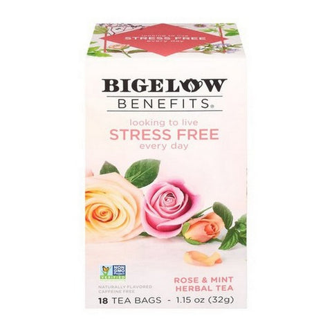 Bigelow, Stress Free Rose And Mint Herbal Tea, 1.15 Oz(Case Of 6)