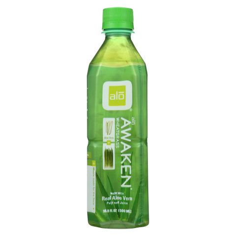 Alo, Wheatgrass Aloe Awaken Drink, Case of 12 X 16.9 Oz