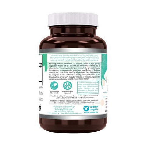 Amazing Nutrition, Amazing Flora Probiotic 10 Strains 15 Billion, 60 Veg Caps