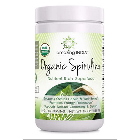 Amazing Nutrition, Amazing India Organic Spirulina Powder, 16 Oz