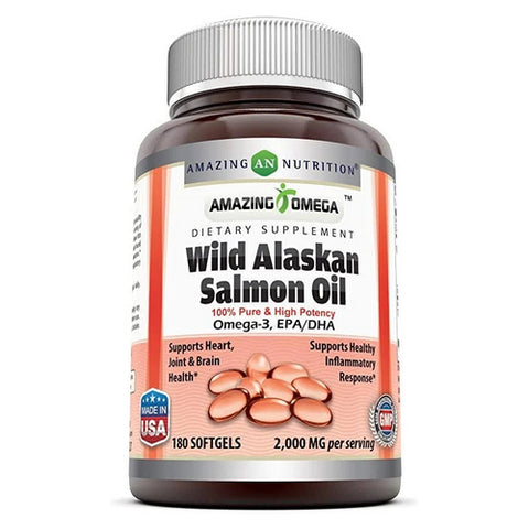 Amazing Nutrition, Amazing Omega Wild Alaskan Salmon Oil, 2000 mg, 180 Softgels