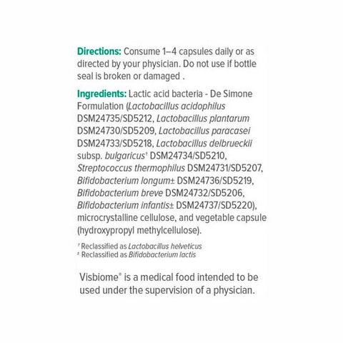 Visbiome, High Potency Probiotic, 112.5 Billion 60 Caps