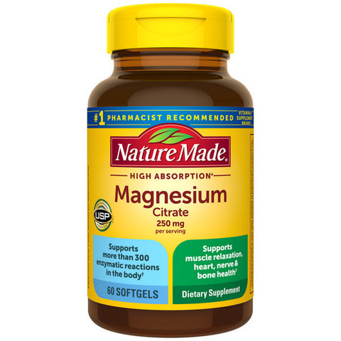 Nature Made, Magnesium Citrate, 250 mg, 60 Softgels