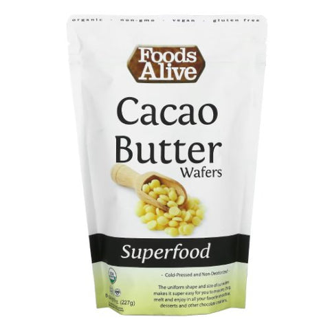 Foods Alive, Organic Cacao Butter Wafers, 8 Oz