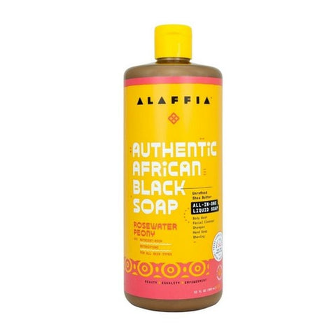 Alaffia, Authentic African Black Soap All-In-One Rosewater Peony, 32 Oz