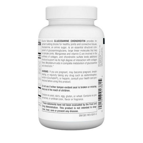 Source Naturals, Glucosamine Chondroitin, Extra Strength 60 Tabs