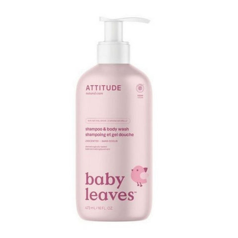 Attitude, Baby Leaves 2-in-1 Shampoo Fragance-Free, 16 Oz