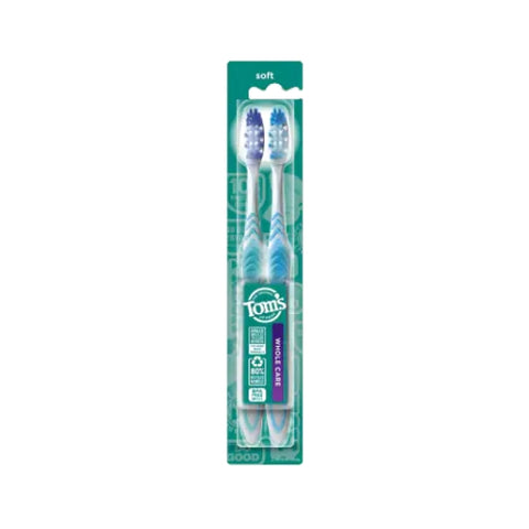 Tom's Of Maine, Whole Care Soft-Bristle Toothbrush, 2 Count