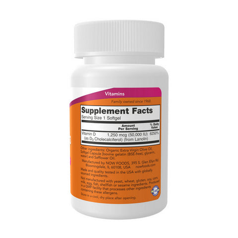 Now Foods, Vitamin D-3 50,000 IU, 50 Softgels