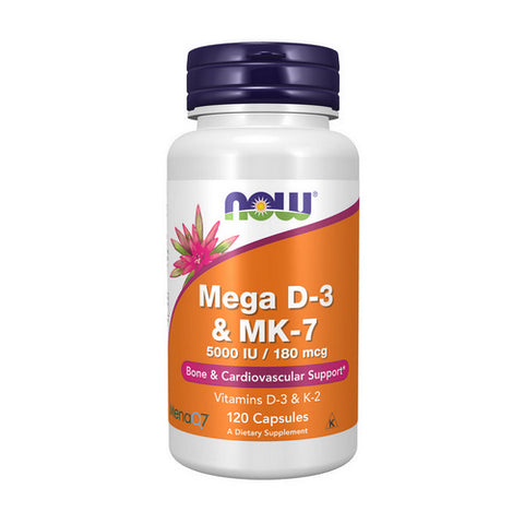 Now Foods, Mega D-3 & MK-7 5000 IU, 180 mcg, 120 Caps
