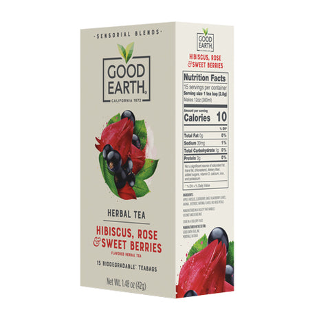 Good Earth Teas, Sensorial Blends Hibiscus Rose And Sweet Berries Herbal Tea, 15 Bags