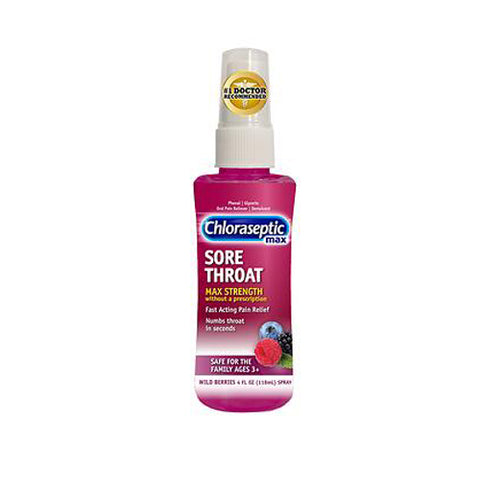 Chloraseptic, Max Sore Throat Spray Wild Berries, 4 Oz