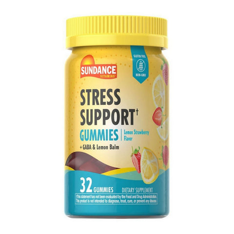 Sundance, Vitamins Stress Support Gummies + GABA and Lemon Balm Gummies Natural Lemon Strawberry, 32 Gummies