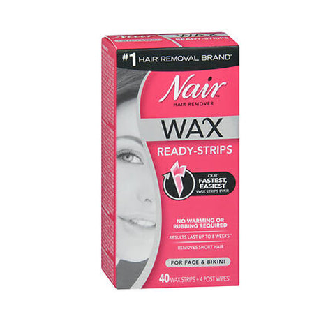 Nair, Hair Remover Wax Ready-Strips For Face & Bikini, 40 Oz
