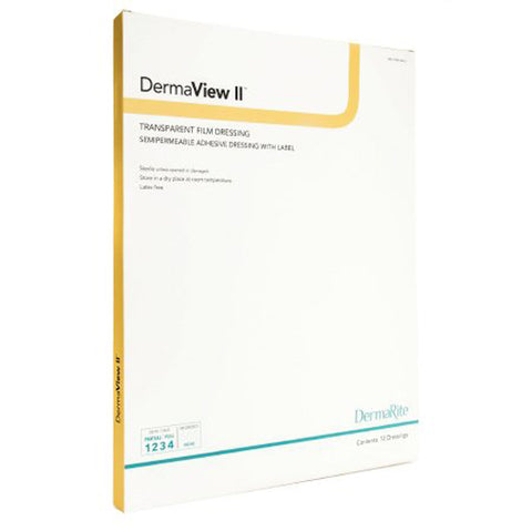 DermaRite, DermaView II Transparent Film Dressing with Border 6Â½ x 8-3/8 Inch, Box Of 10