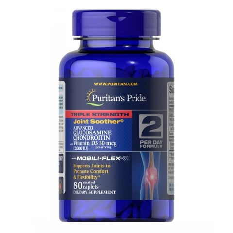 Puritan's Pride, Triple Strength Glucosamine Chondroitin with Vitamin D3, 80 Caplets