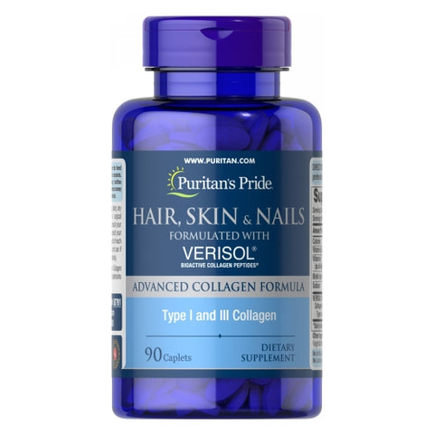 Puritan's Pride, Hair, Skin and Nails formulated with Verisol, 90 Caplets