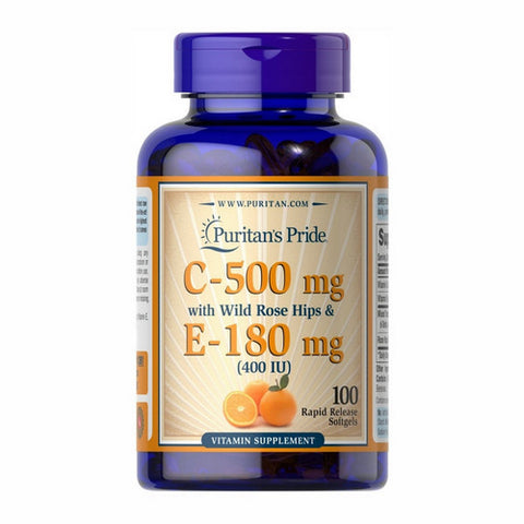 Puritan's Pride, Vitamin C & E 500 mg/400 IU with Rose Hips, 100 Softgels