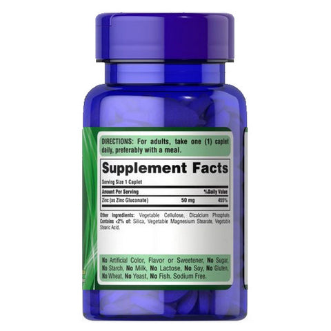 Puritan's Pride, Zinc, 50 mg, 100 Caplets