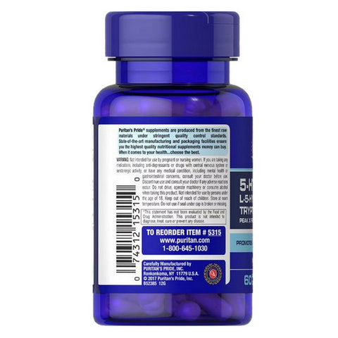 Puritan's Pride, 5-HTP 100 (Griffonia Simplicifolia), 100 mg, 60 Capsules