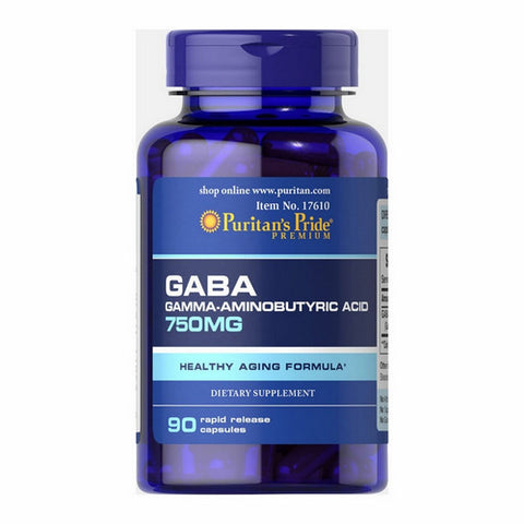 Puritan's Pride, GABA (Gamma Aminobutyric Acid), 750 mg, 90 Capsules