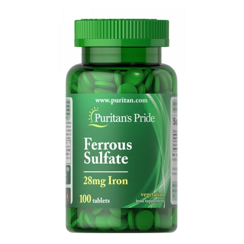 Puritan's Pride, Iron Ferrous Sulfate, 28 mg, 100 Tablets