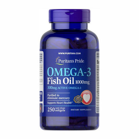 Puritan's Pride, Omega-3 Fish Oil, 1000 mg, 250 Softgels