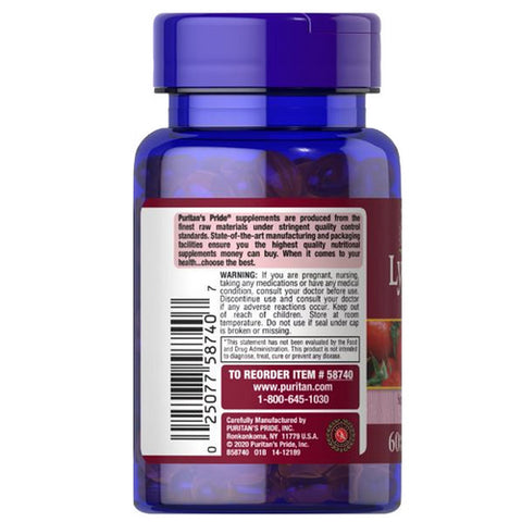 Puritan's Pride, Lycopene, 20 mg, 60 Softgels