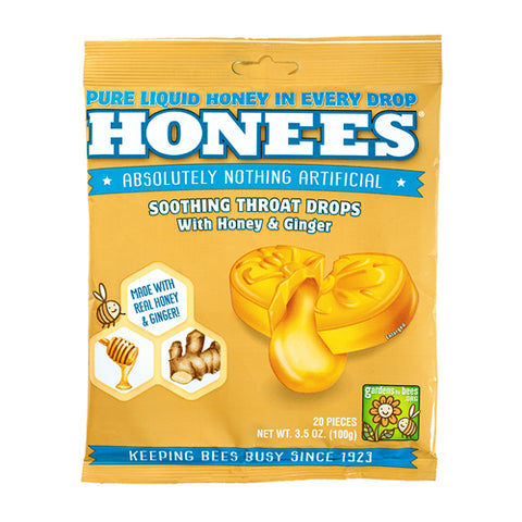 Honees, Honey Ginger Drops Natural, 20 Count