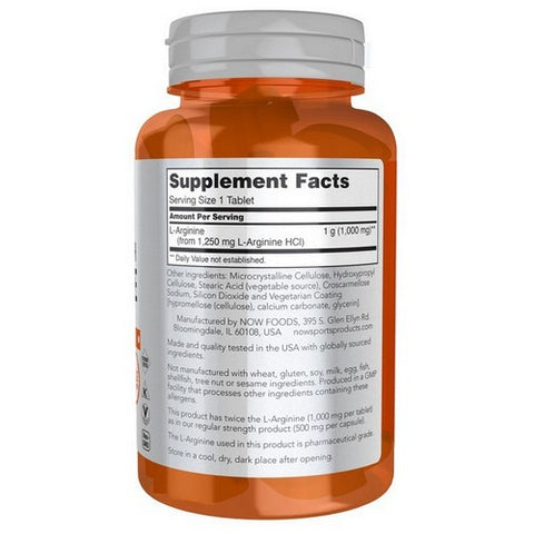 Now Foods, L-Arginine Double Strength, 1000 mg, 60 Tablets