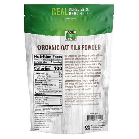 Now Foods, Organic Oat Milk Powder, 12 Oz