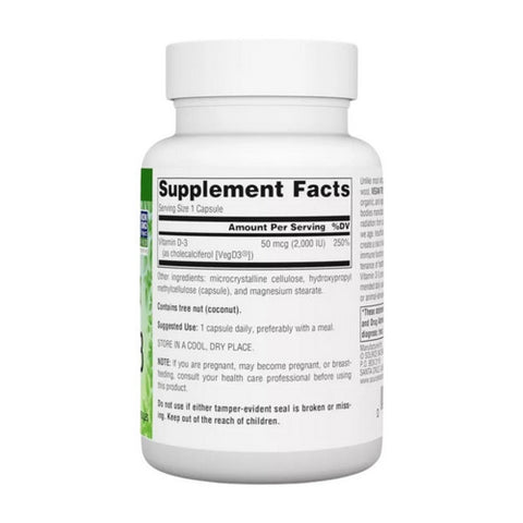 Source Naturals, Vegan True Non-GMO Vitamin D-3, 2,000 IU, 120 VegCaps
