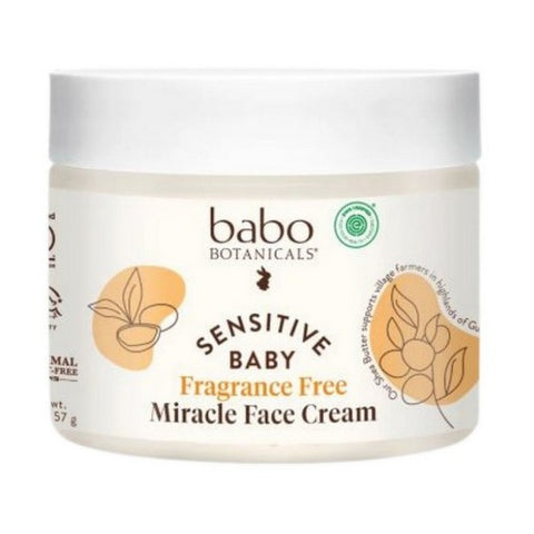 Babo Botanicals, Sensitive Baby Miracle Face Cream Fragrance Free, 2 Oz
