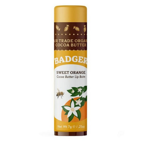 Badger Balm, Cocoa Butter Lip Balm Sweet Orange, .25 Oz