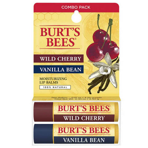 Burts Bees, Vanilla Bean And Wild Cherry Lip Balm Blister Box, 0.15 Oz