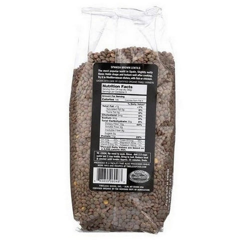 Timeless Natural Foods, Organic Spanish Brown Lentils, 16 Oz